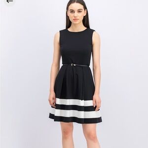 Calvin Klein || Fit and Flare Classic A-line Black Dress - 10